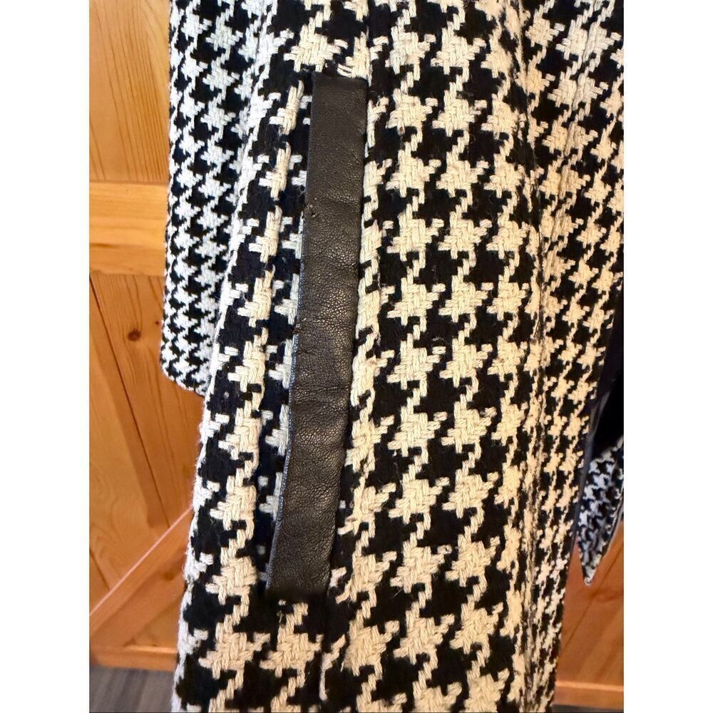 Vintage Apt. 9 Black White Houndstooth Lined Wool Blend Coat READ Size Large (64 - Picture 10 of 12